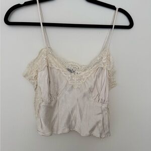 PacSun Cream Lace Trim Crop Top